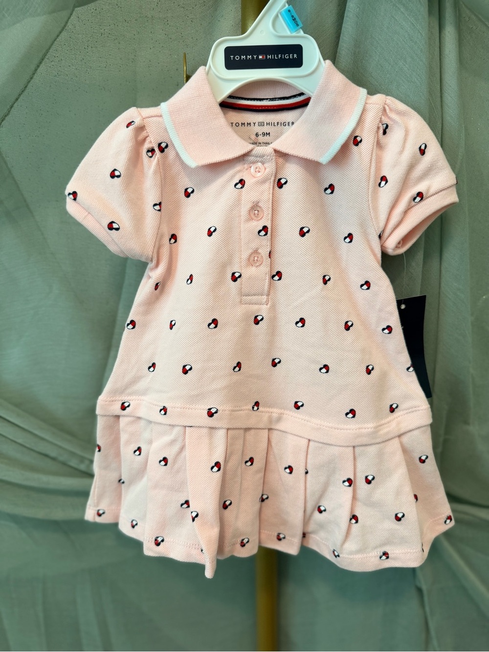 Tommy Hilfiger Pale Pink Polo Dress with Logo Dots